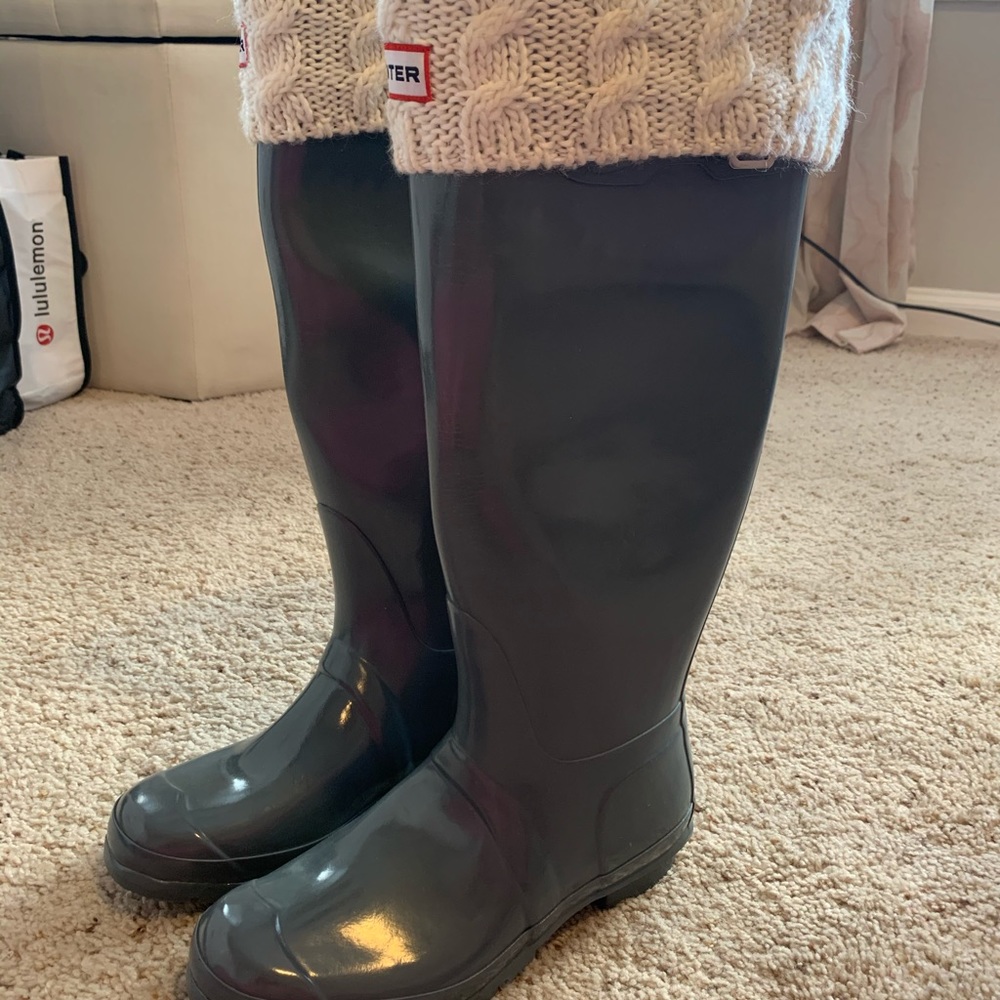 Hunter Women's Tall Gloss Rain Boots - Grey